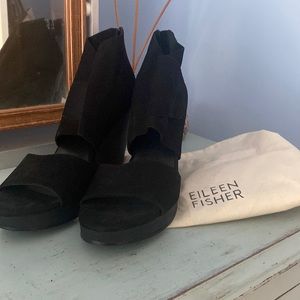 Brand new Eileen Fisher black wedge sandals